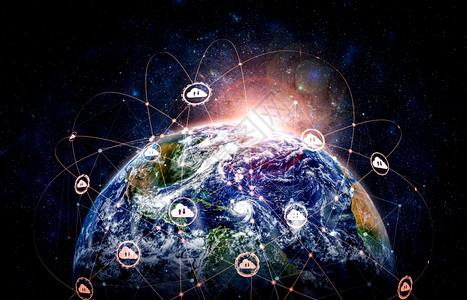 全球商业网络概念云数据传输的互联网服务器连接云计算技术和创新背景